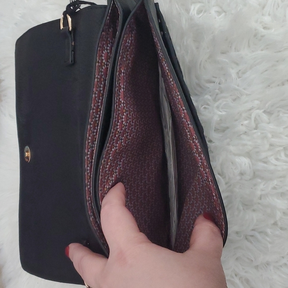 Moda Luxe Black Leather Clutch NWT - Picture 7 of 11